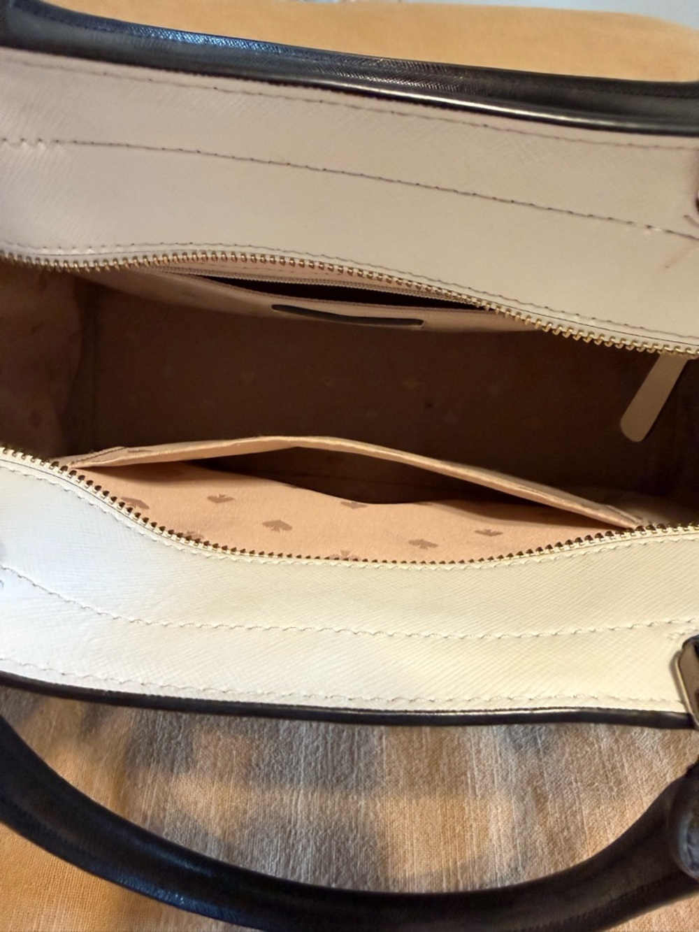 kate spade Two-Tone Cream & Black Leather Tote - Picture 3 of 3